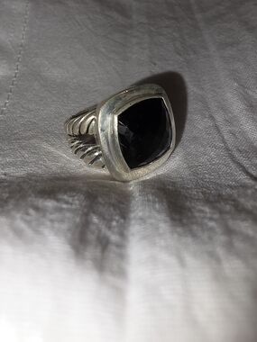Sterling Silver David Yurman Black Stone Albiat Ring 14mm